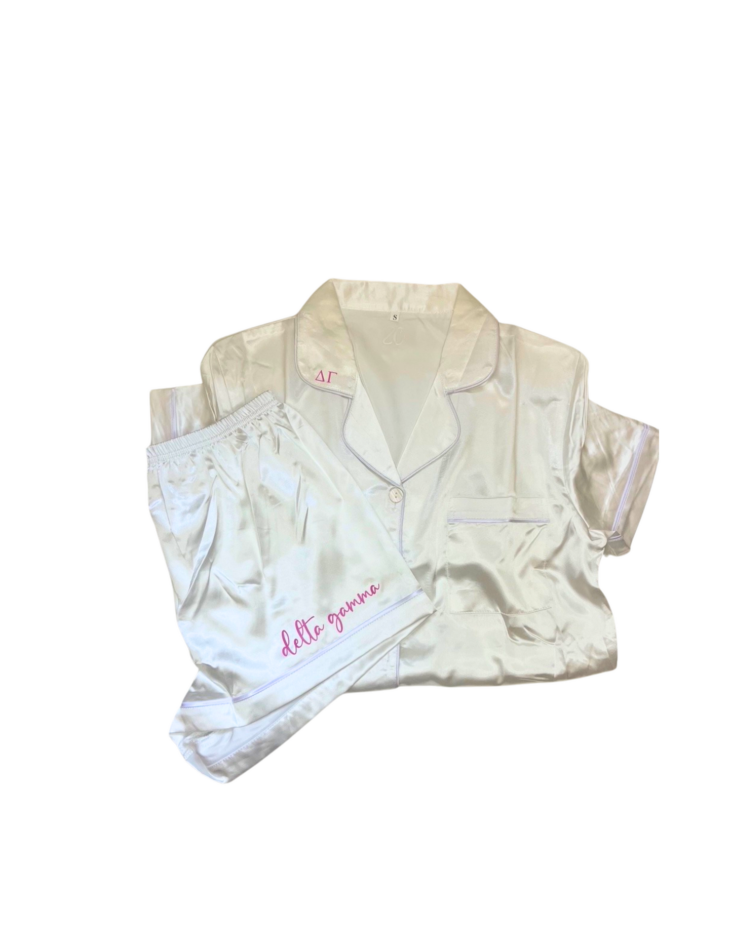 Sorority Shorts Set Pajamas-White