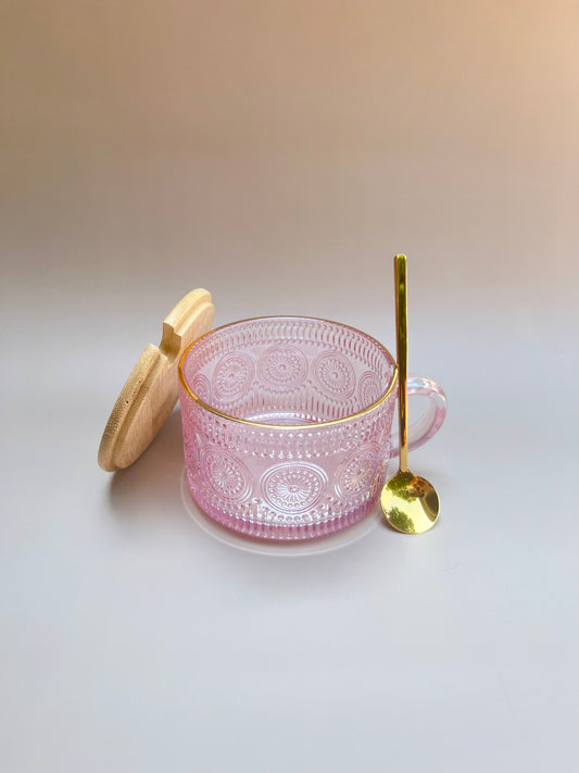 Glass Mug & Spoon Set