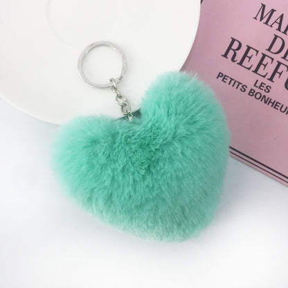 Fluffy Plush Heart Key Chain