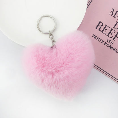 Fluffy Plush Heart Key Chain