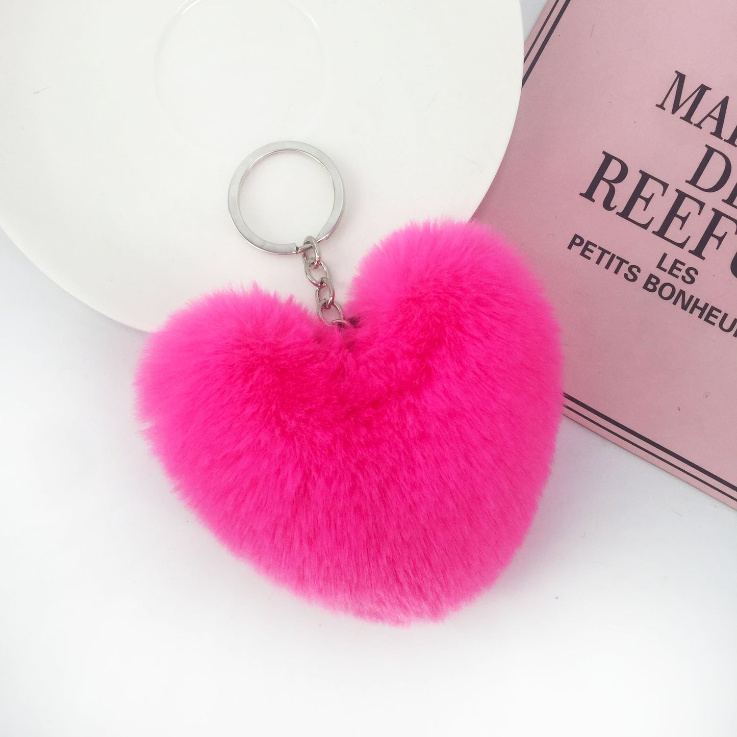 Fluffy Plush Heart Key Chain