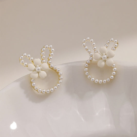 Rabbit Pearl Stud Earrings