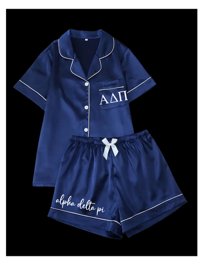 Sorority Short Set Pajamas-Navy