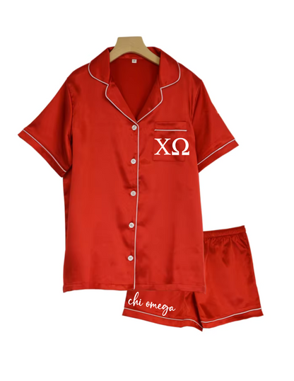 Sorority Short Set Pajamas-Red
