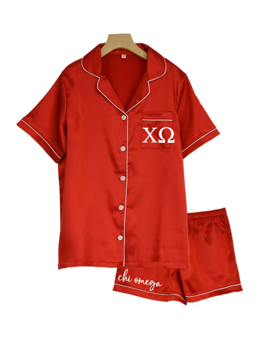 Sorority Short Set Pajamas-Red