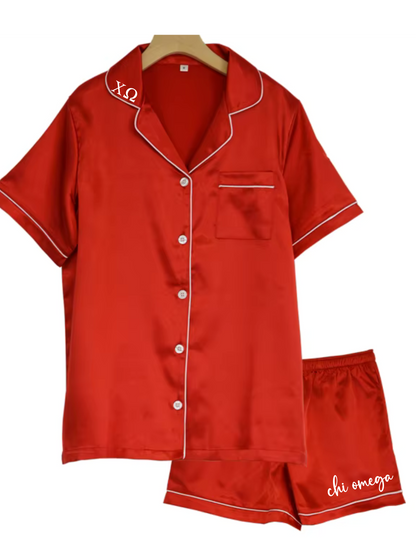 Sorority Short Set Pajamas-Red