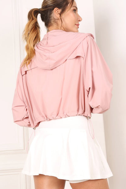 Cropped Hooded Wind Breaker