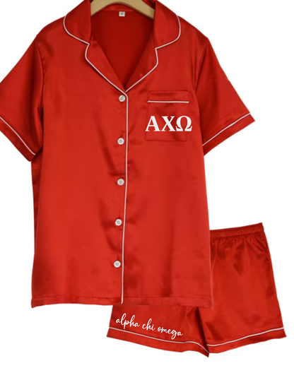 Sorority Short Set Pajamas-Red