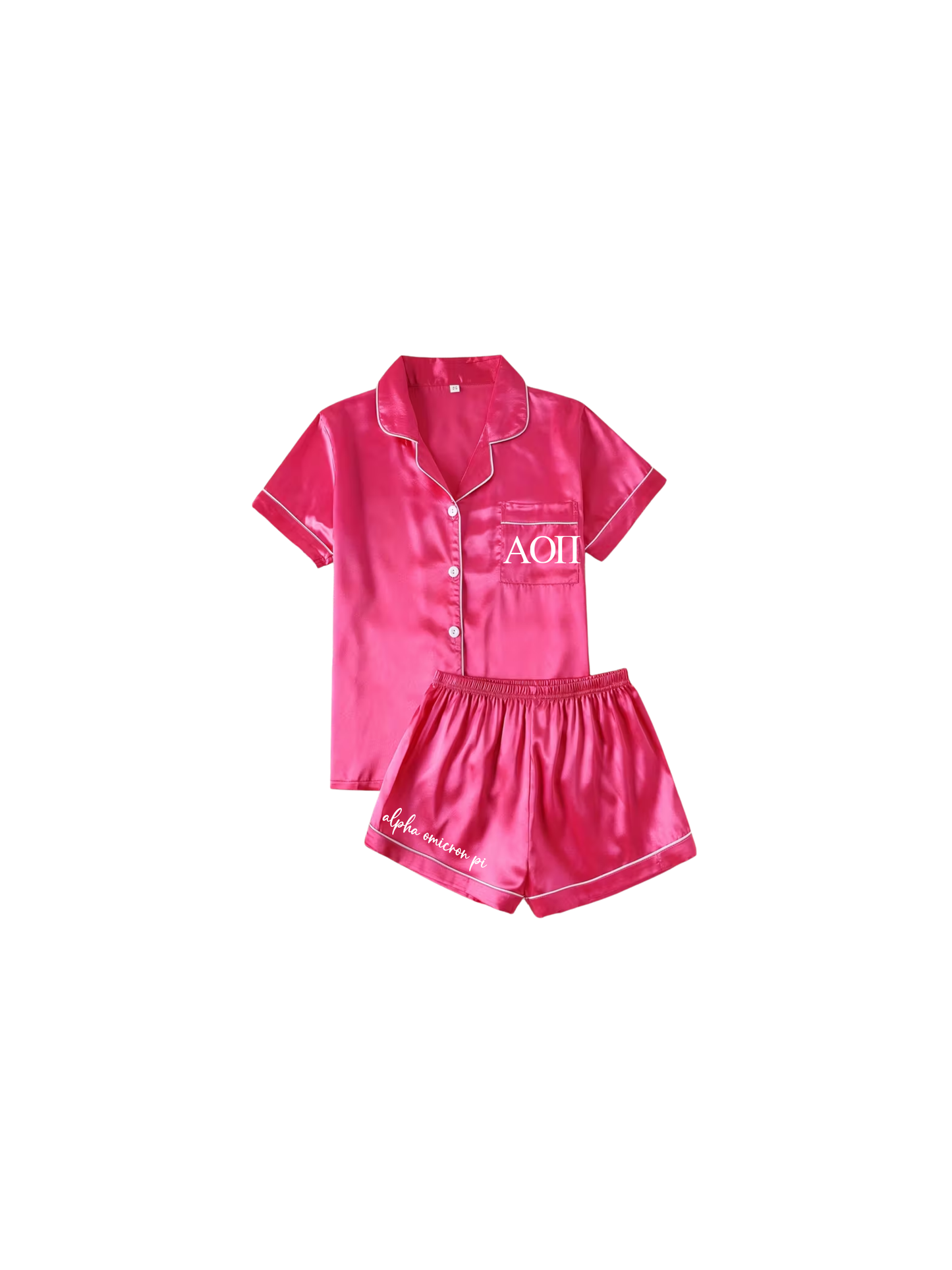 Sorority Short Set Pajamas-Dark Pink