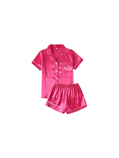 Sorority Short Set Pajamas-Dark Pink