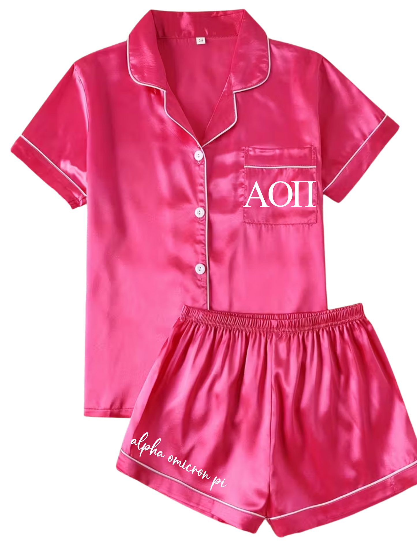 Sorority Short Set Pajamas-Dark Pink