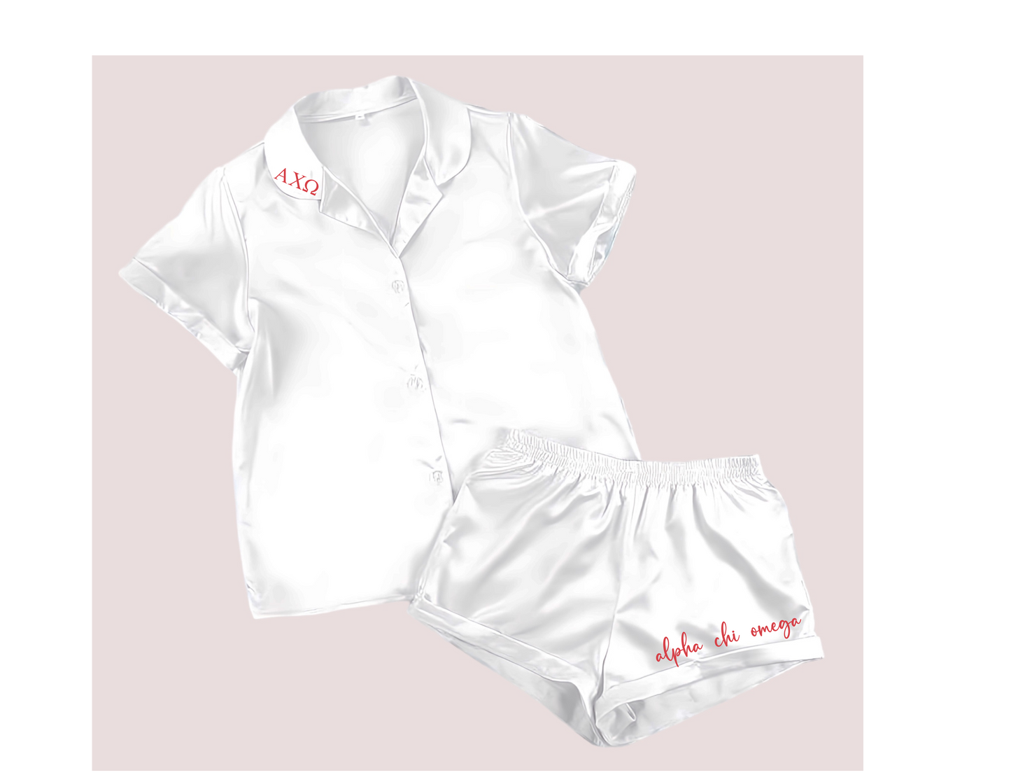Sorority Shorts Set Pajamas-White