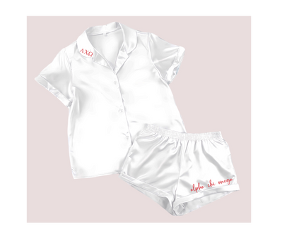 Sorority Shorts Set Pajamas-White