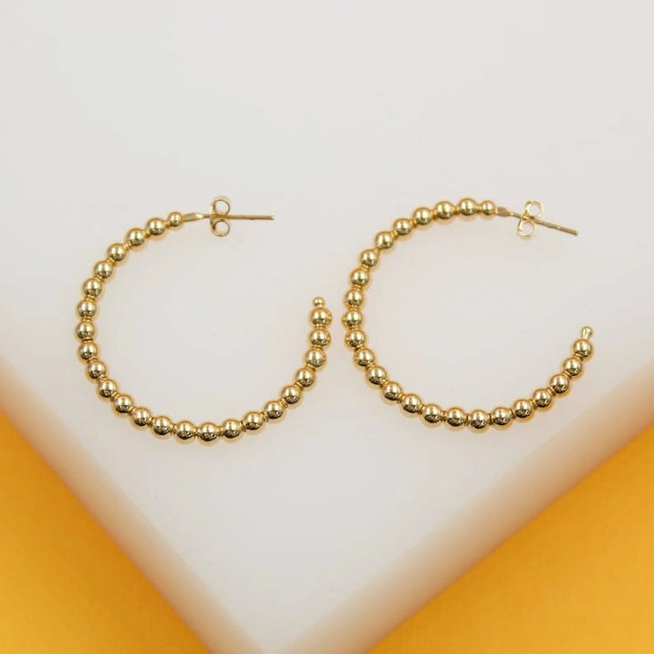 Gold Beaded Hoop Earrings