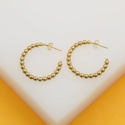 Gold Beaded Hoop Earrings