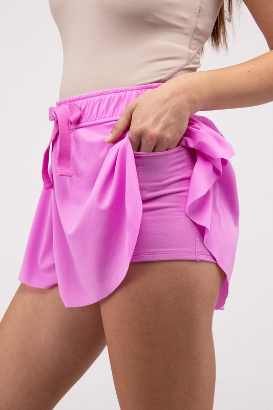 Ruffle Hem Tennis Skirt with Pockets