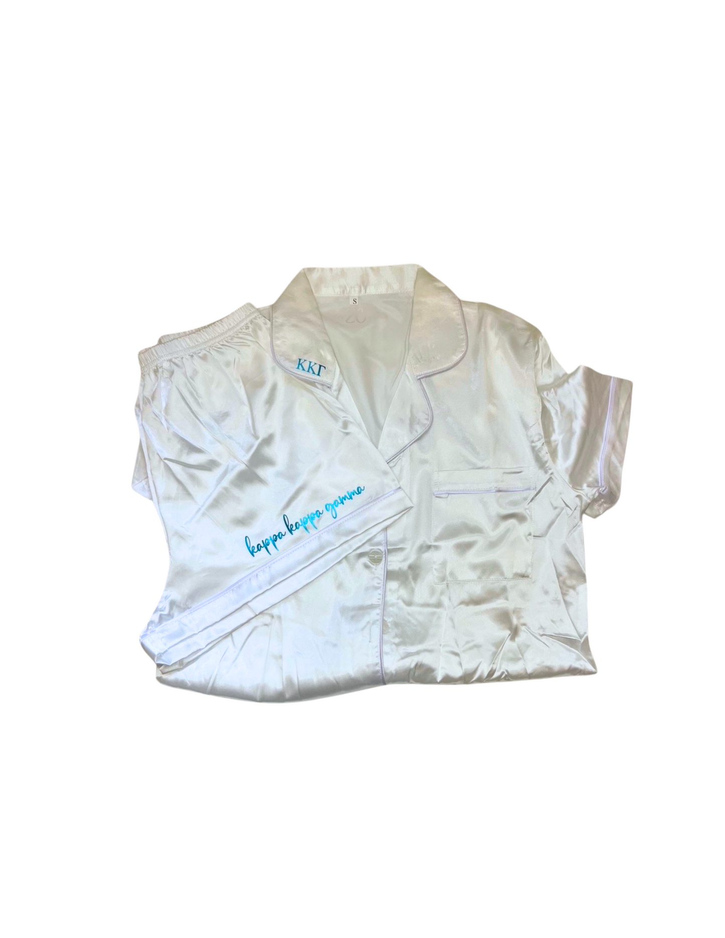 Sorority Shorts Set Pajamas-White