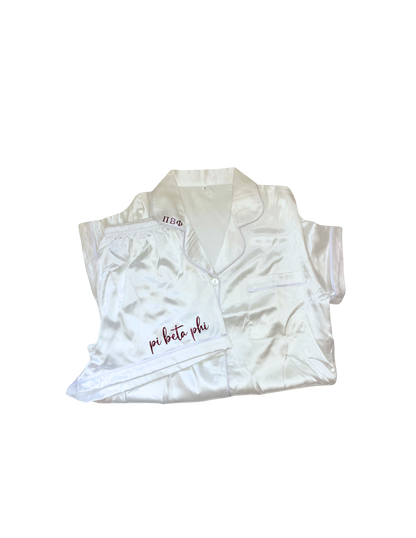 Sorority Shorts Set Pajamas-White