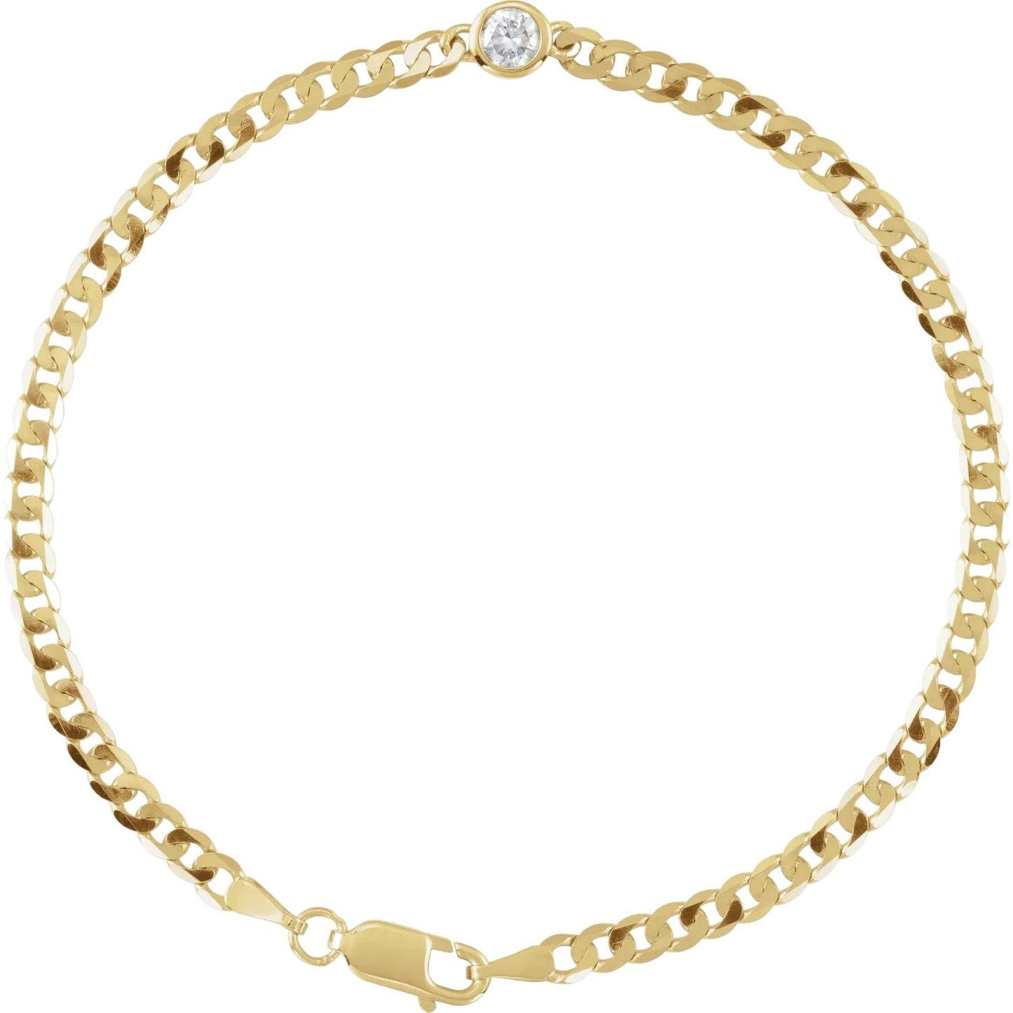 14K Yellow Natural or Lab Grown Diamond Link 7" Bracelet