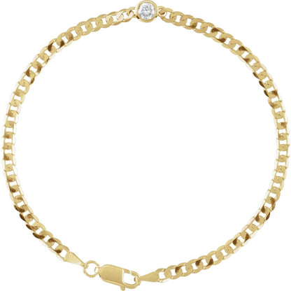 14K Yellow Natural or Lab Grown Diamond Link 7" Bracelet