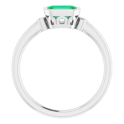 14K Lab-Grown Emerald & .02 CTW Natural Diamond Ring