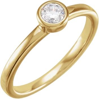 14K Yellow or White Gold Lab-Grown Diamond Bezel-Set Ring