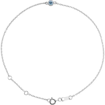 Natural Aquamarine Bezel-Set Solitaire Bracelet