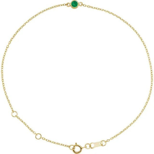 Natural or Lab Grown Emerald Bezel-Set Solitaire Bracelet