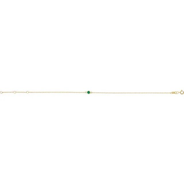 Natural or Lab Grown Emerald Bezel-Set Solitaire Bracelet