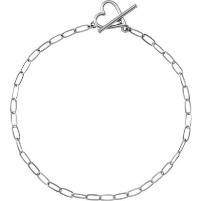 Heart & Paperclip-Style Chain Bracelet