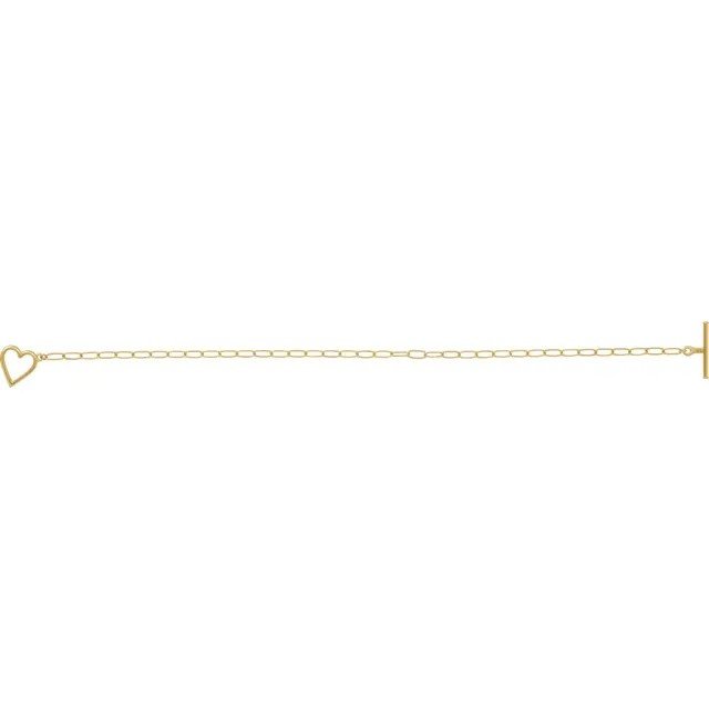 Heart & Paperclip-Style Chain Bracelet