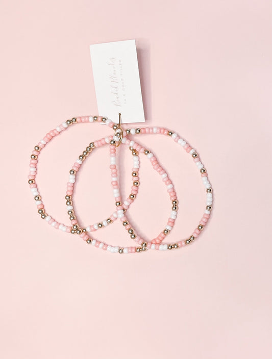 Dainty Pink and White Sprinkle Bracelet
