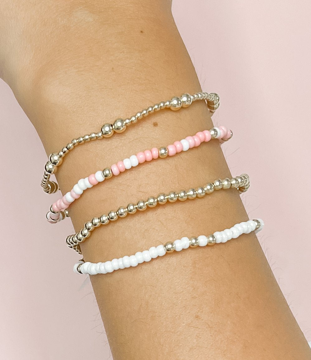 Dainty Pink and White Sprinkle Bracelet