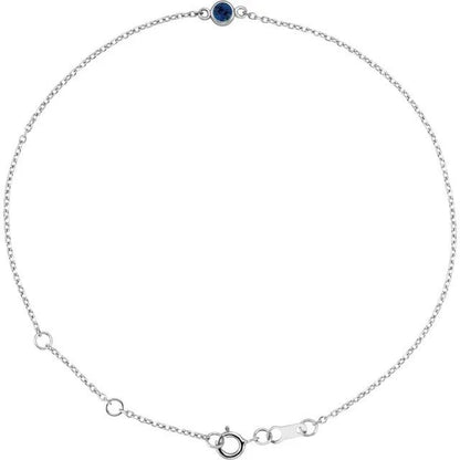 Natural or Lab Grown Blue Sapphire Bezel-Set Solitaire Bracelet
