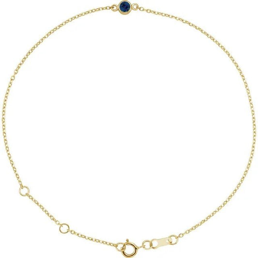 Natural or Lab Grown Blue Sapphire Bezel-Set Solitaire Bracelet