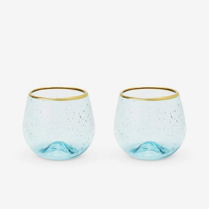 Aqua Bubble Stemless Wine Glass Set By Twine®