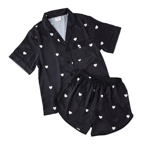 Black Hearts Short PJ Set