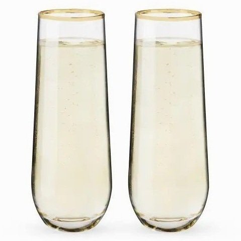Gilded Stemless Champagne Flute Set By Twine