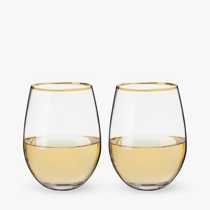 Gilded Stemless Wine Glass Set By Twine