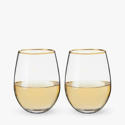 Gilded Stemless Wine Glass Set By Twine
