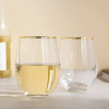 Gilded Stemless Wine Glass Set By Twine